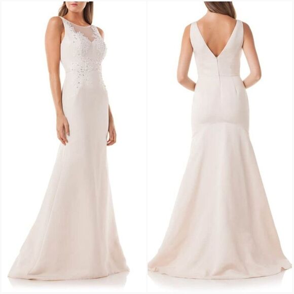 Carmen Marc Valvo Lace Mermaid Gown - Picture 1 of 8